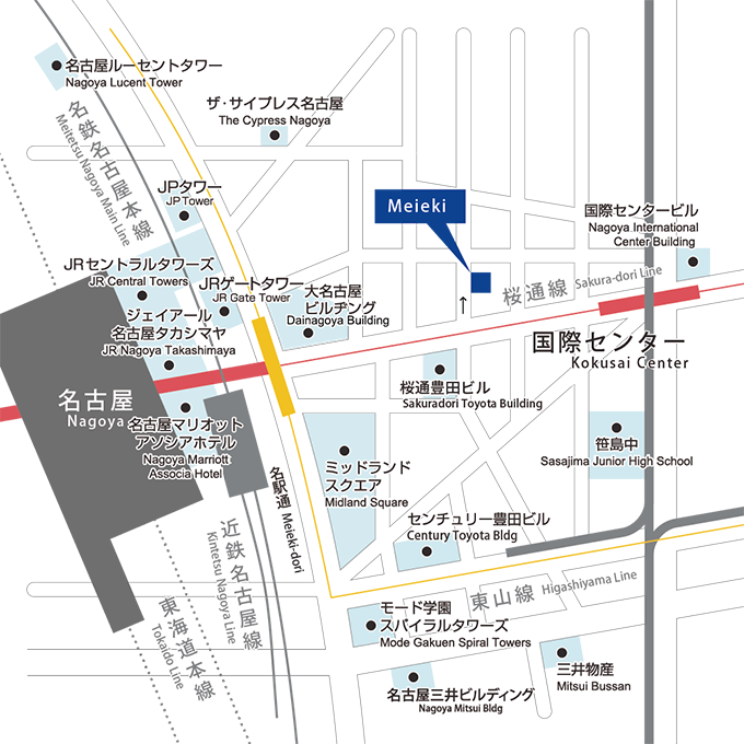 名古屋駅レンタルオフィス周辺地図